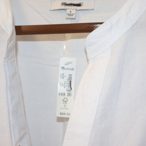 Madewell Rounded Shirttail Lakeline Popover V Neck Size S Oversized Short Sleeve - Picture 10 of 15